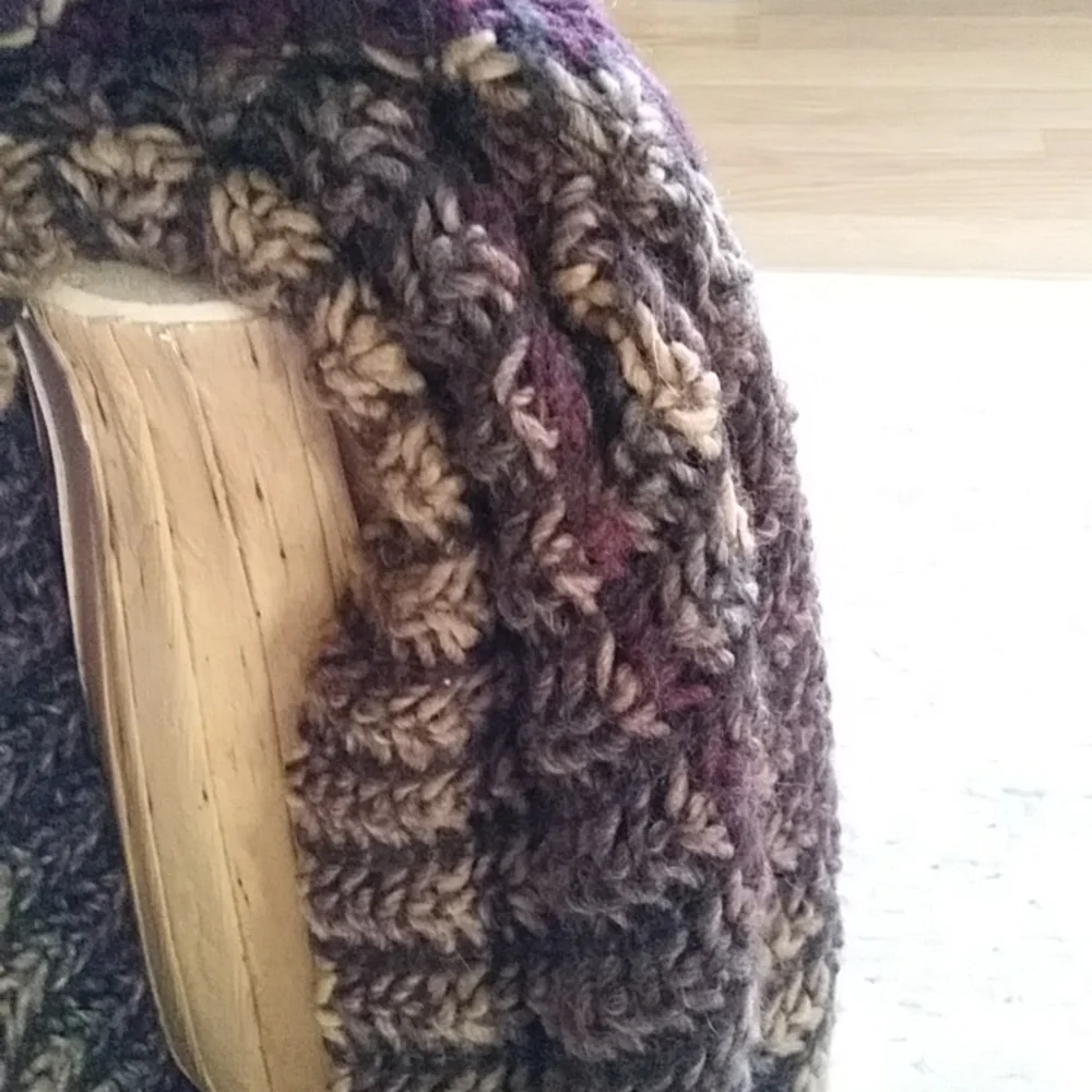 Raffaello Bettini Crochet Wool Blend Infinity Tube Scarf Tan Brown